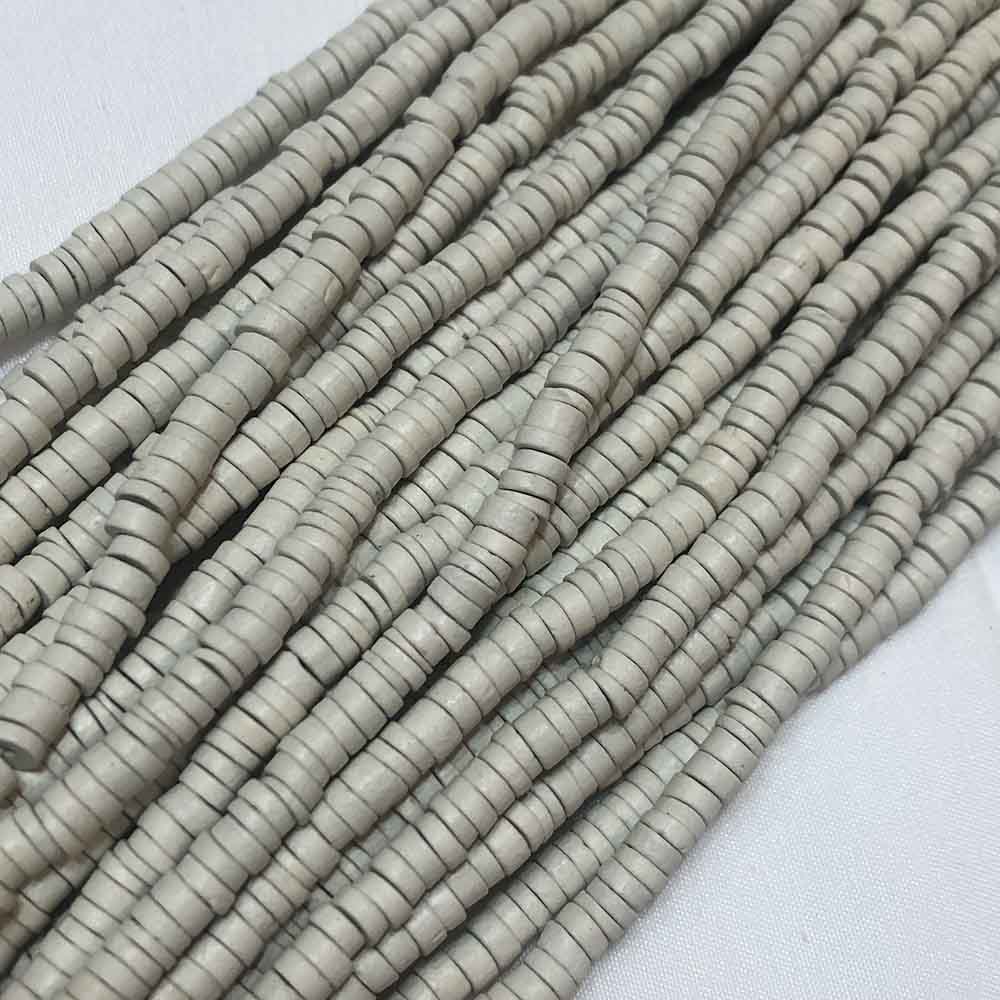 Medium Light Grey Handmade Ceramic Heishi Beads