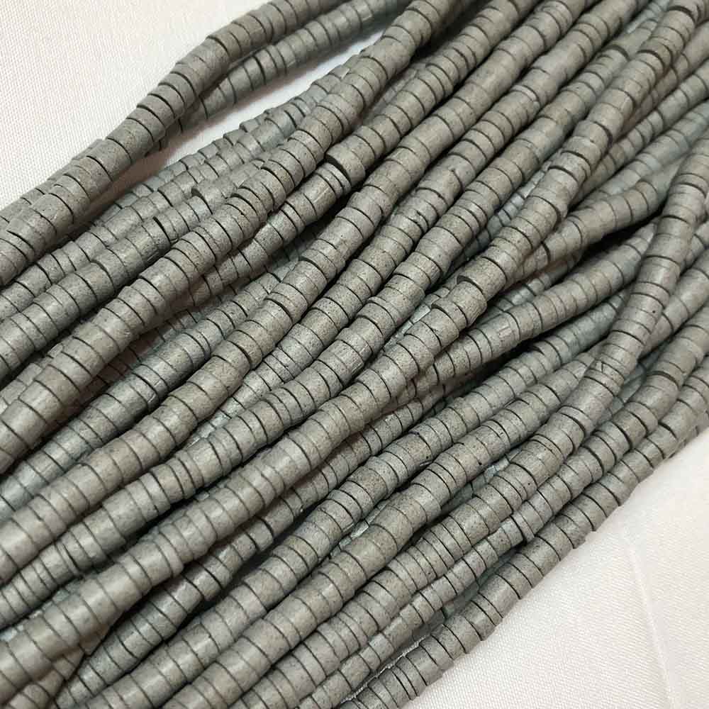 Medium Dark Gray Handmade Colombian Ceramic Heishi Beads