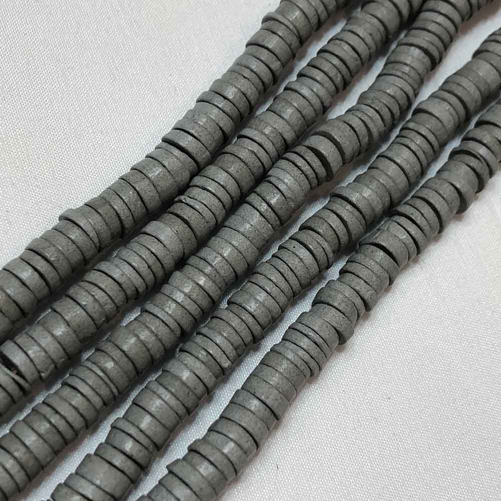 Large Dark Gray Handmade Colombian Ceramic Heishi Beads