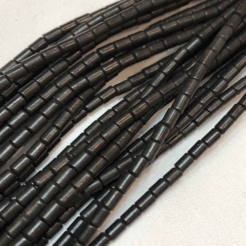 Medium Black Matte Glass Tube Heishi Beads