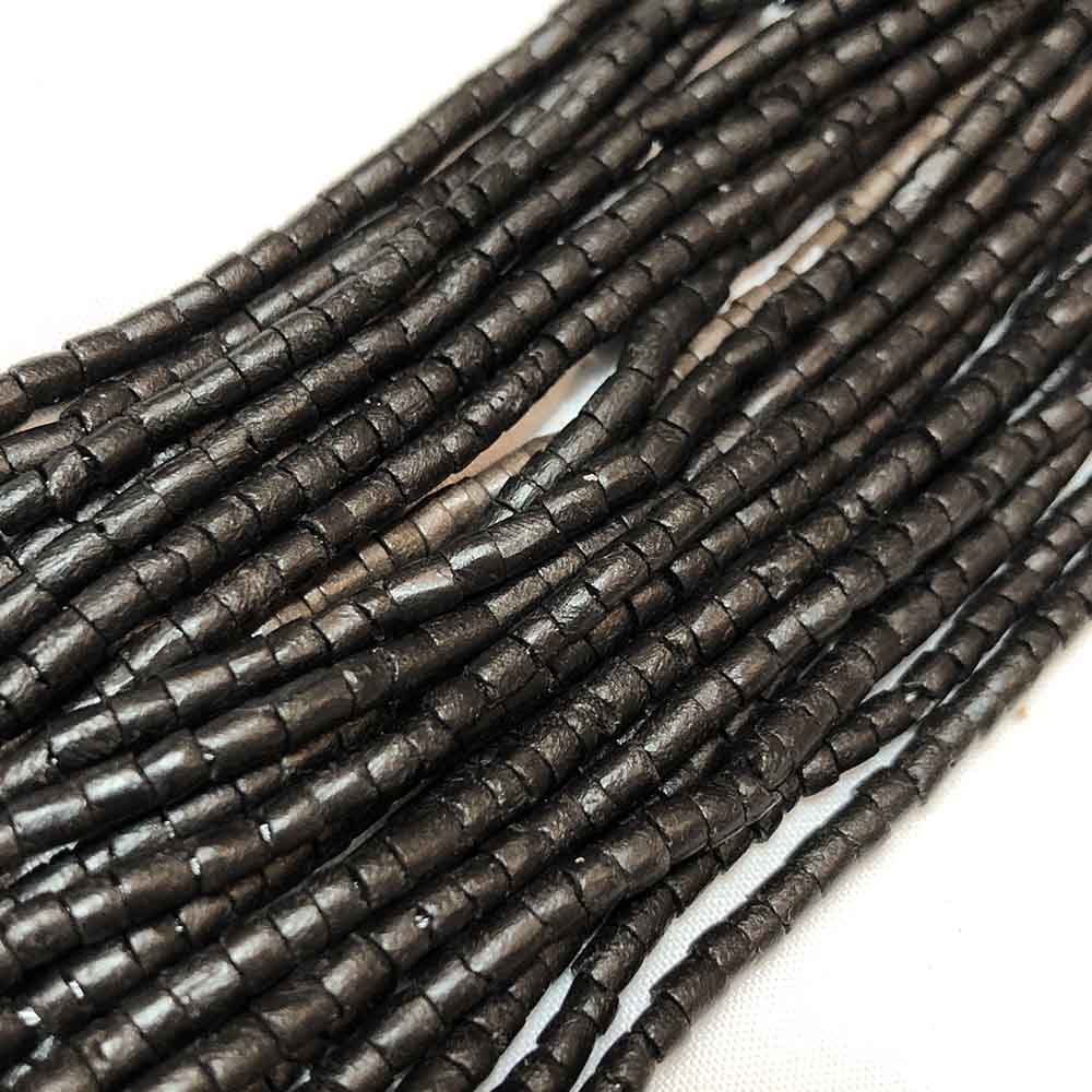 Small Dyed Black Shell Tube Heishi Beads