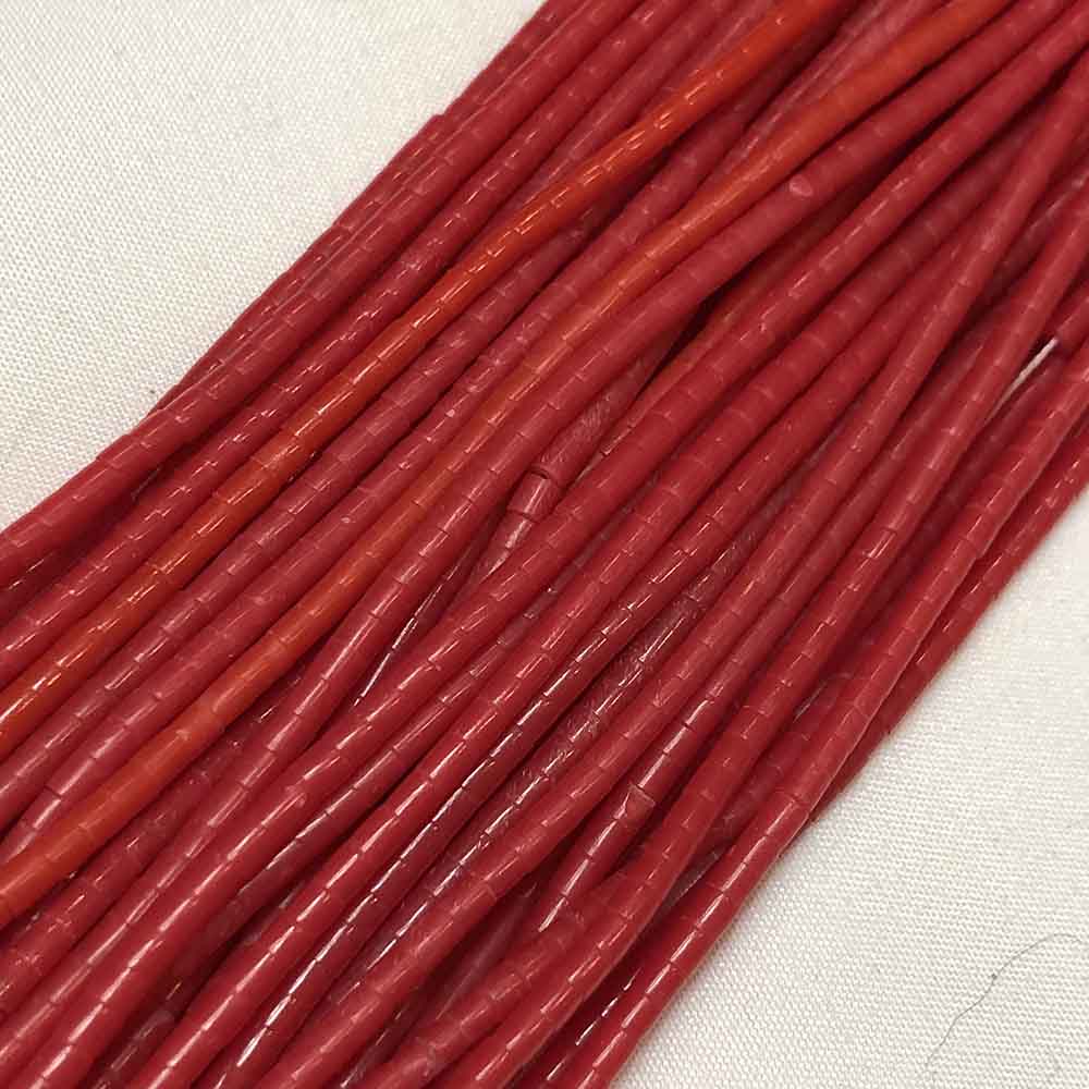 Small Glass Coral Tube Shape Heishi Beads