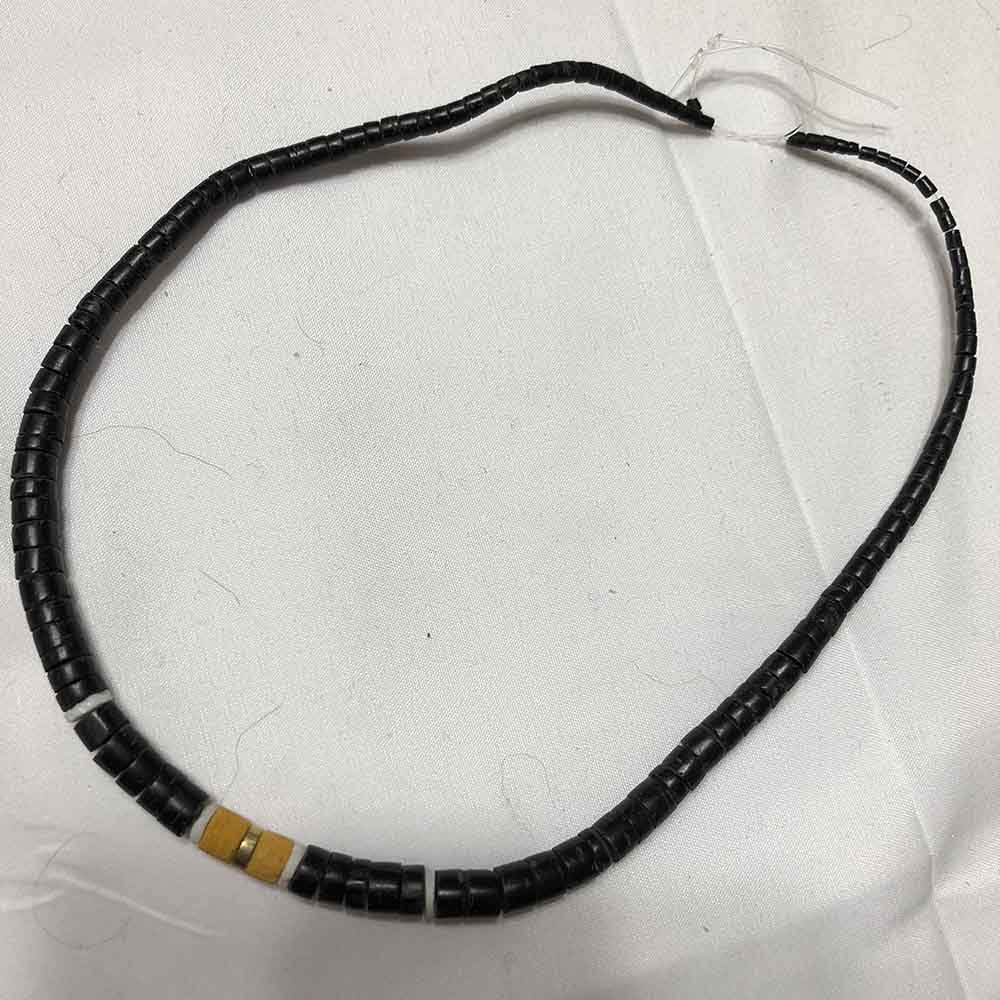 Graduated Black Wood and Yellow Stone Heishi Beads