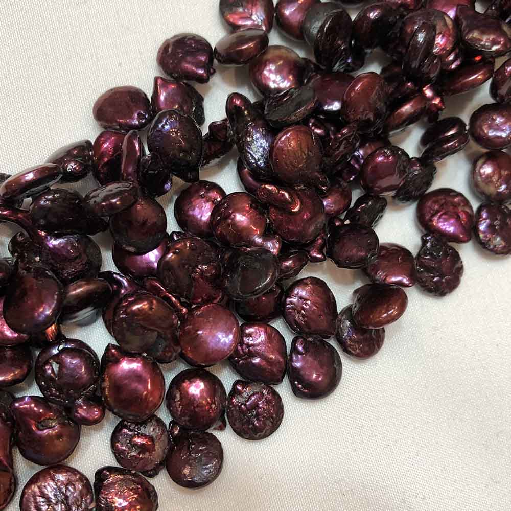 Medium Iridescent Ruby Top Drilled Flat Tear Shaped Pearls