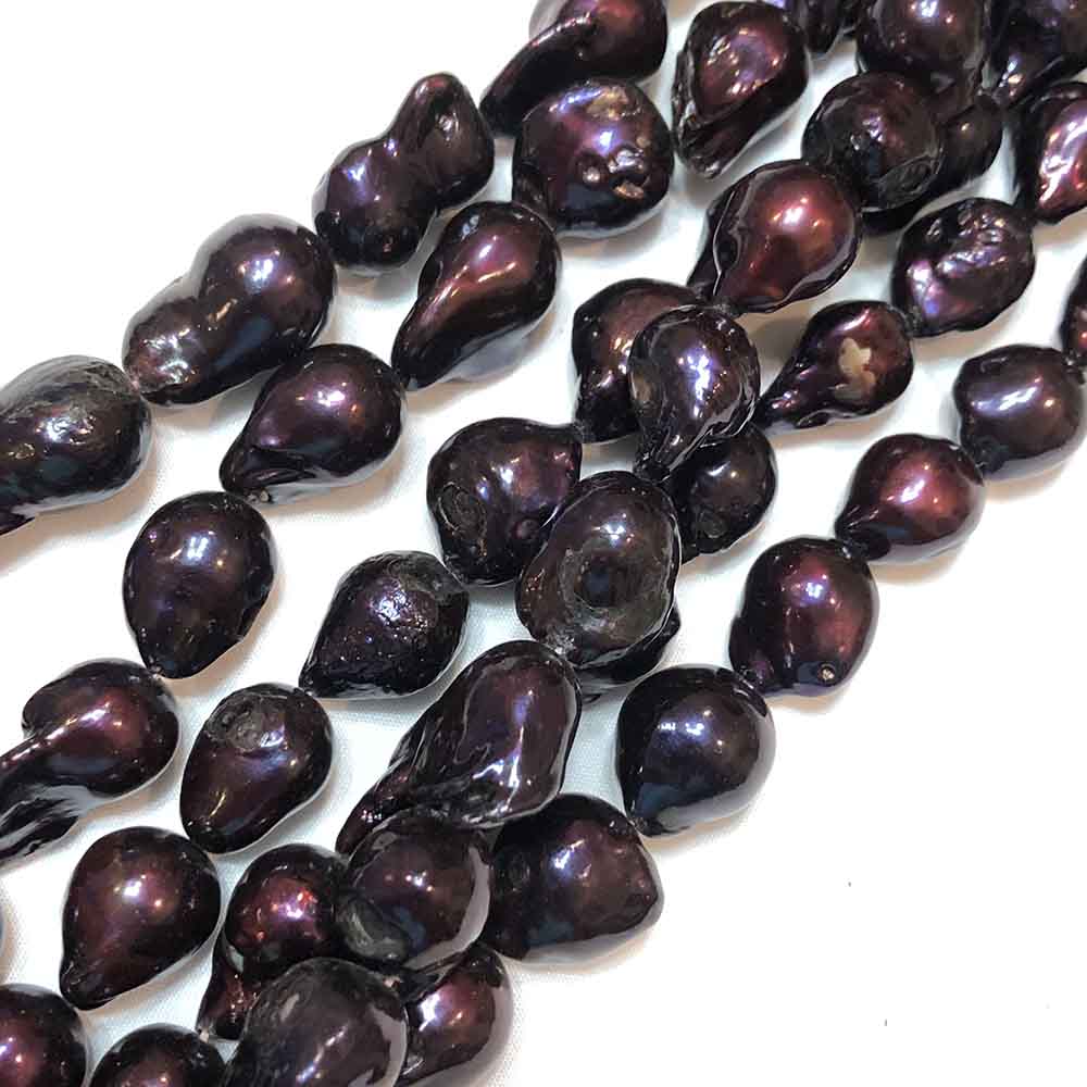 Large Dark Cranberry Iris Rough Tear Shape Pearls