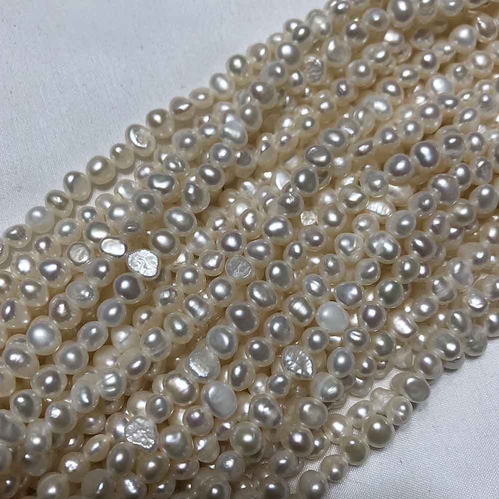 Small White Side Drilled Oblong Shape Pearls