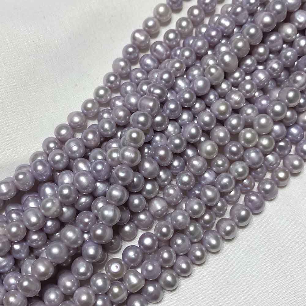 Medium Light Lavender Round Oblong Shape Pearls