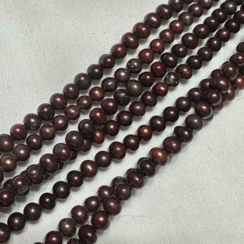 Small Multi Shade Dark Cranberry Round Pearls