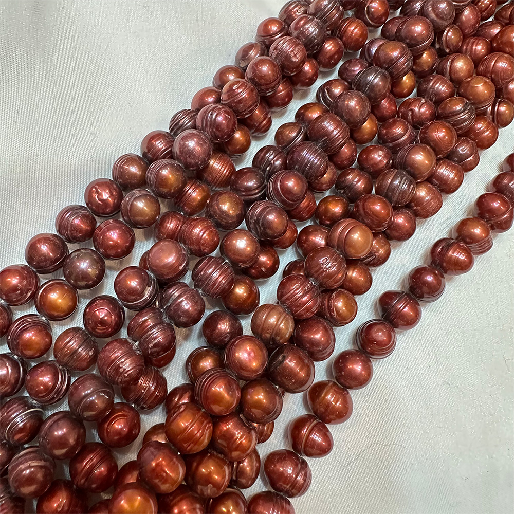 Large Multi Hued Gold Maroon Iris Rough Round Pearls