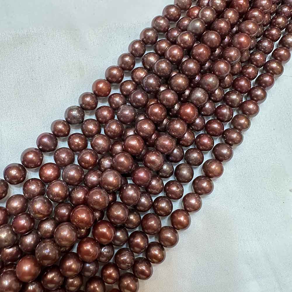 Large Multi Hued Gold Maroon Iris Smooth Round Pearls