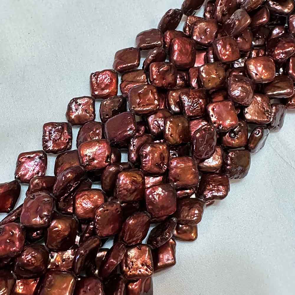 Large Iris Gold Maroon Rough Flat Diamond Shape Pearls