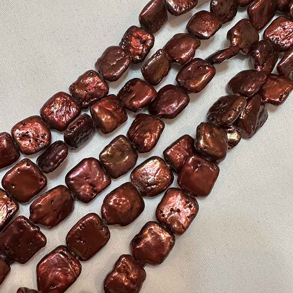 Large Iris Gold Maroon Rough Flat Rectangle Shape Pearls