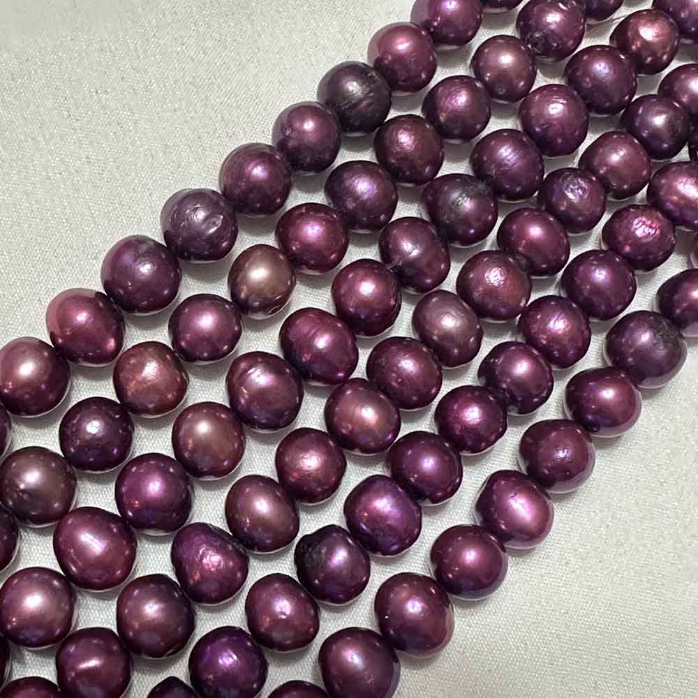 Medium Royal Purple Iris Smooth Semi Round Pearls