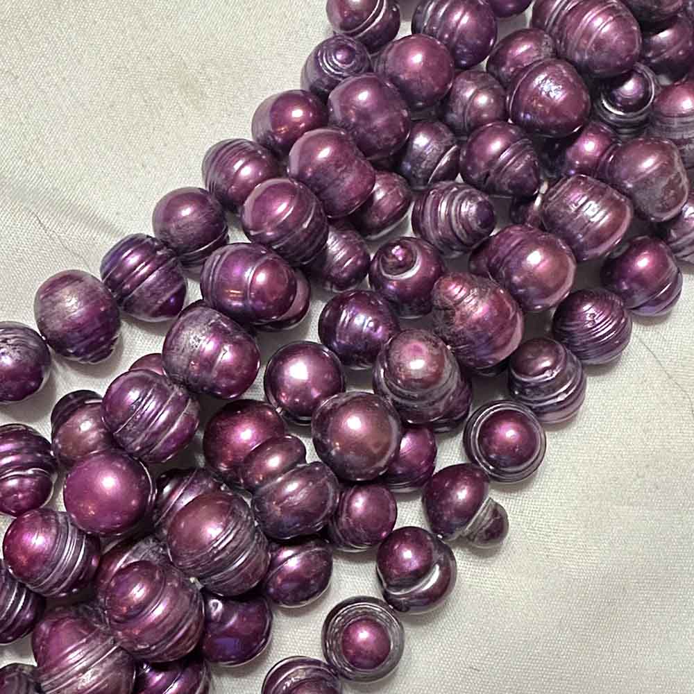 Large Royal Purple Iris Rough Round Pearls