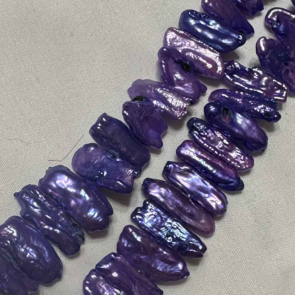 Medium Lavender Iris Center Drilled Flat Rectangle Shape Beads