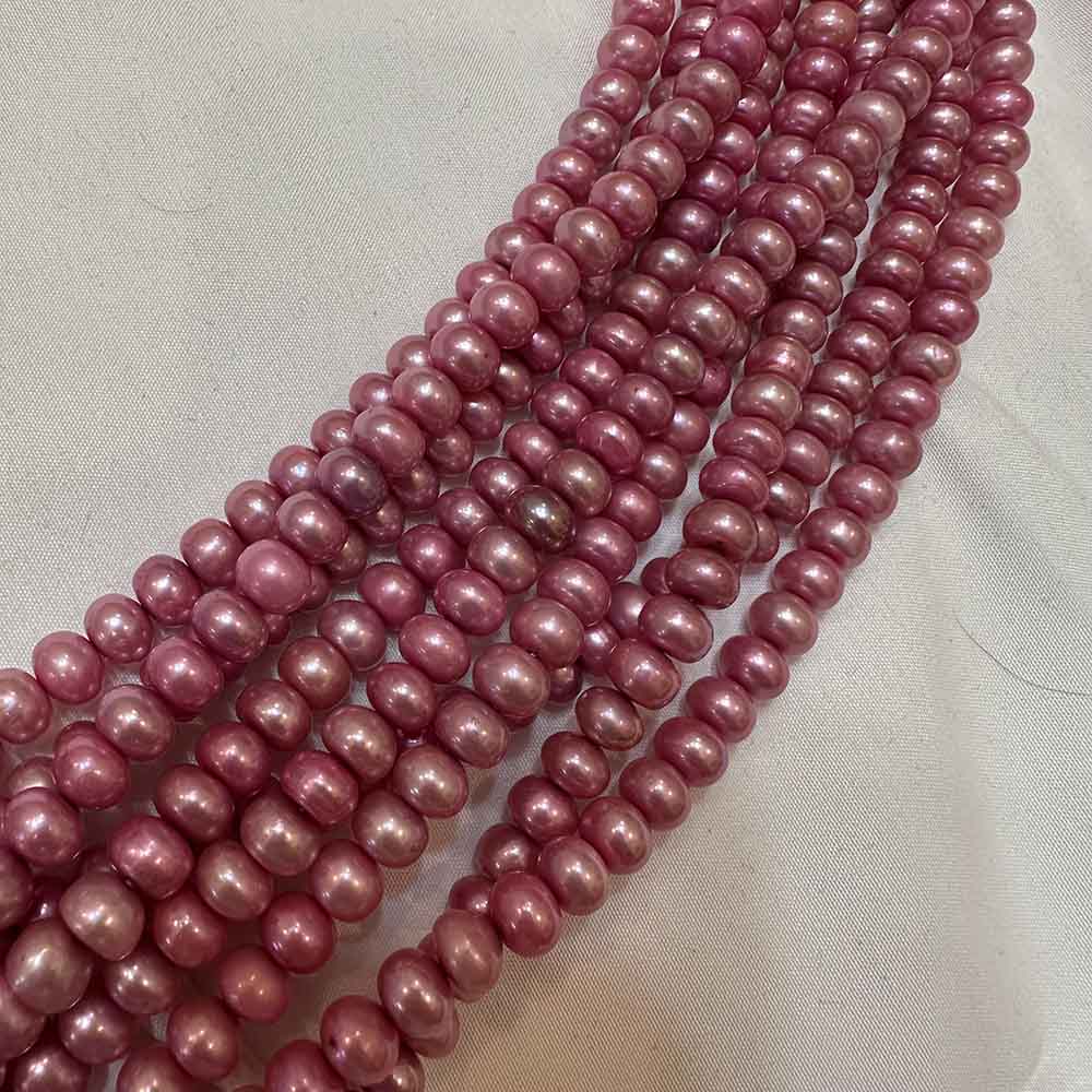 Large Iridescent Pink Smooth Fat Rondelle Shape Pearls