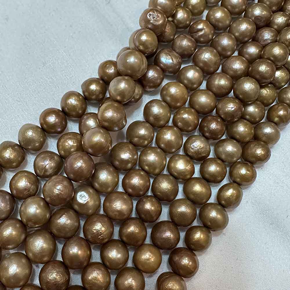 Large Iridescent Gold Smooth Round Pearls