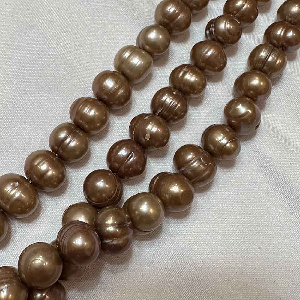 Large Iridescent Gold Oblong Double Pearls