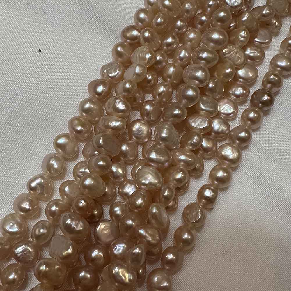 Small Iris Cream Peach Oblong Pebble Pearls