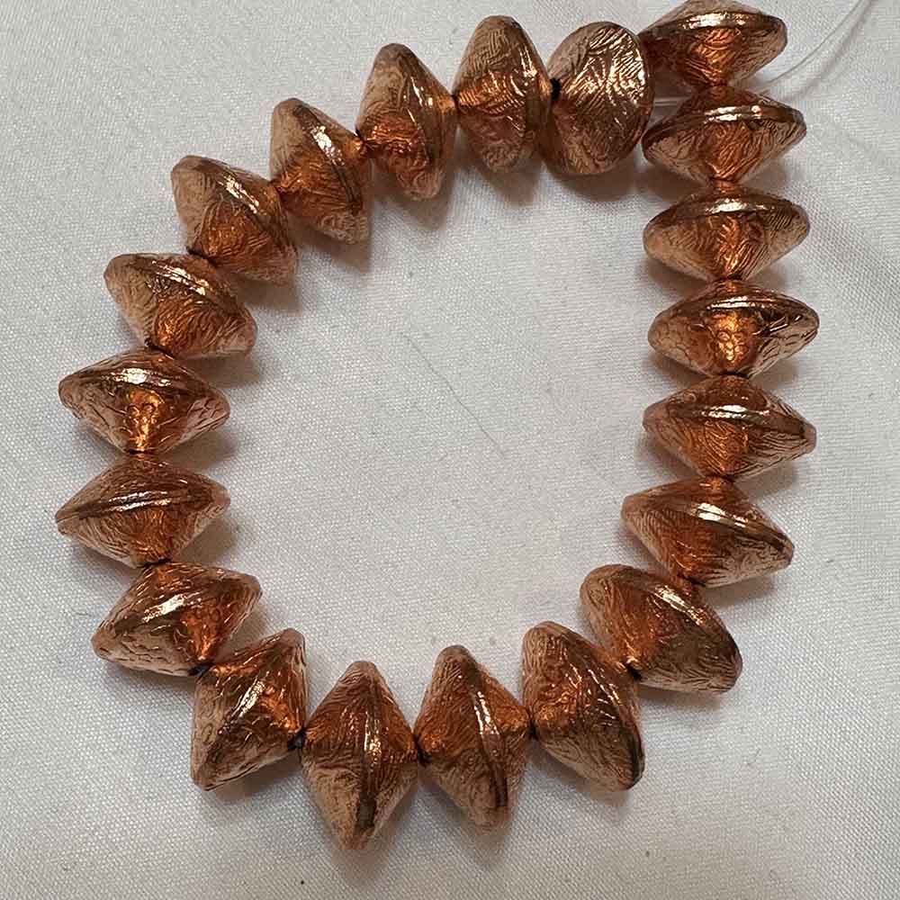 Large Copper Design Stamped Bicone Beads