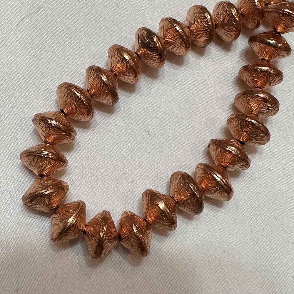 Medium Copper Design Stamped Bicone Beads