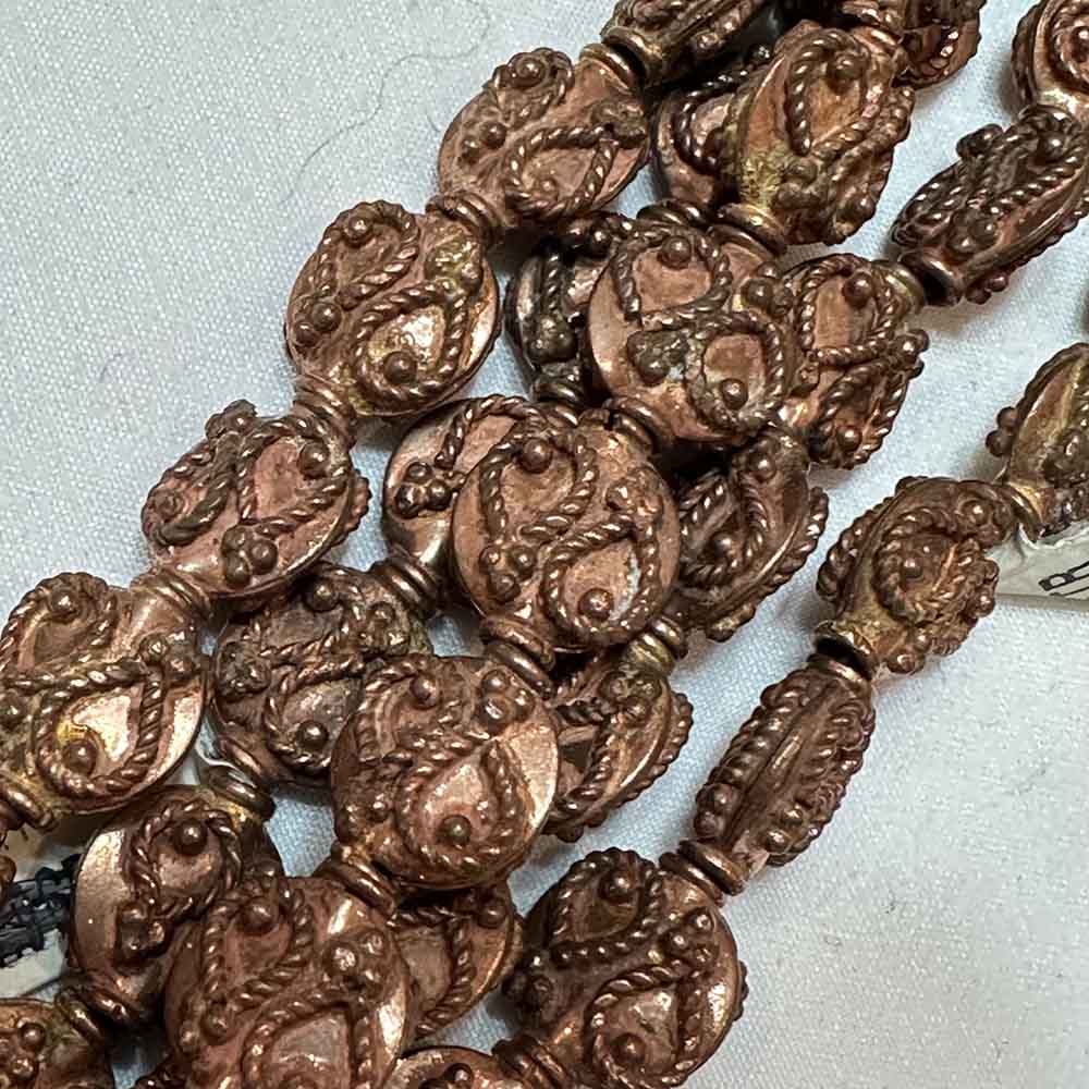 Large Hollow Copper Plated Brass Round Shape Bali Style Beads