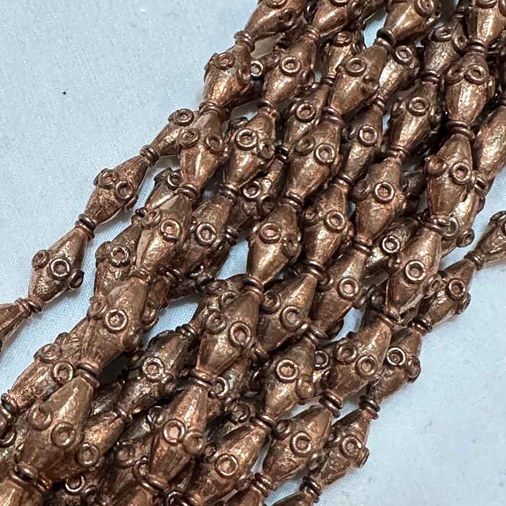 Large Hollow Copper Plated Brass Oval Shape Bali Style Beads