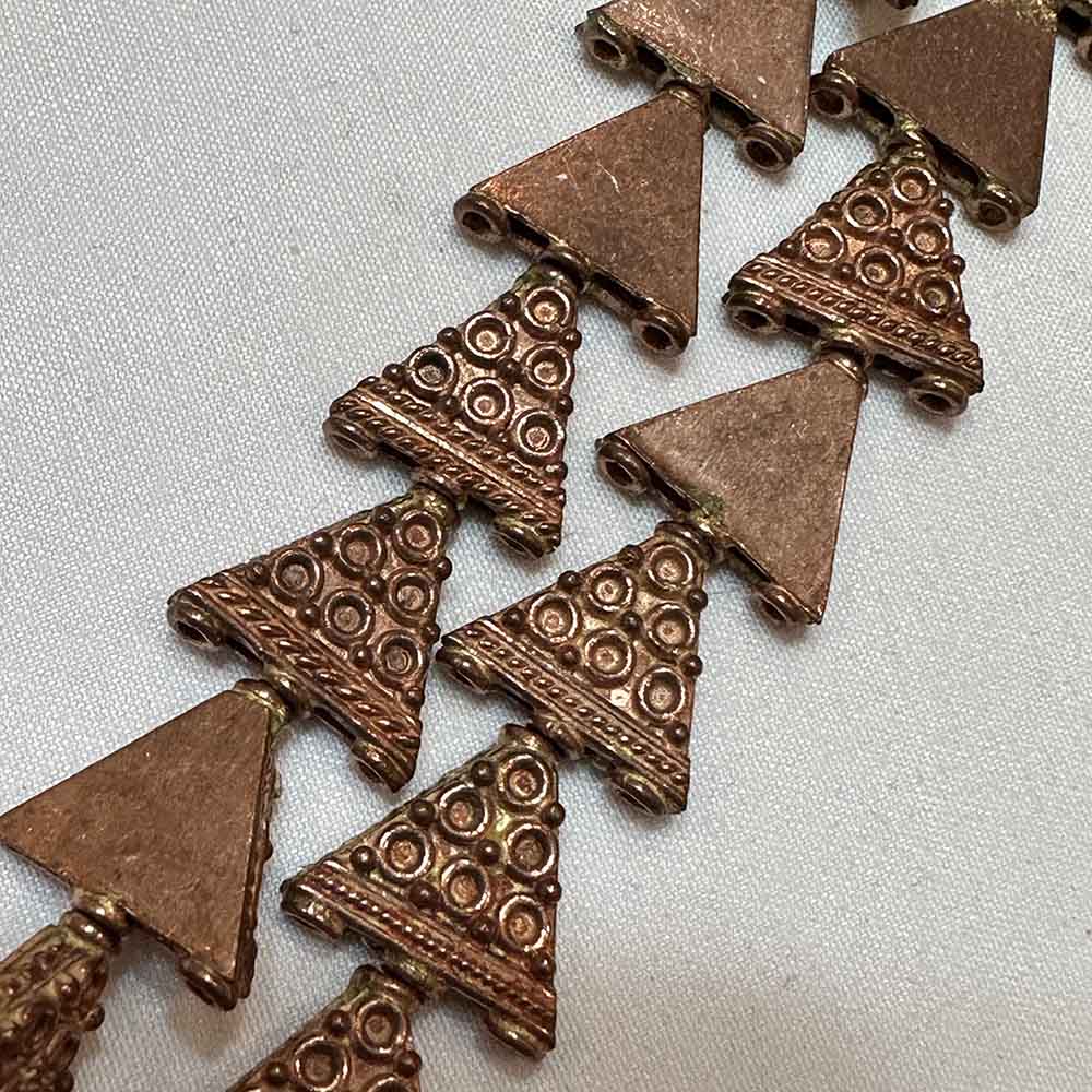 Large Single to Three Strand Copper Plated Brass Triangle Shape Bali Style Beads