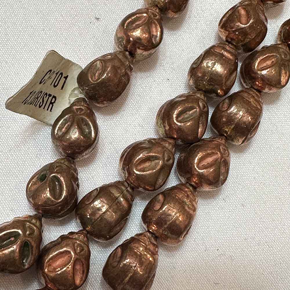 Small Hollow Copper Plated Brass Alien Head Shape Beads