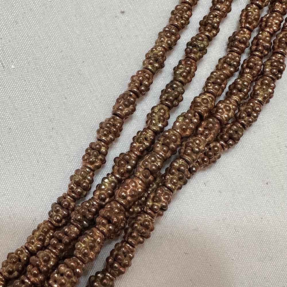 Small Solid Copper Plated Brass Knobby Tube Beads