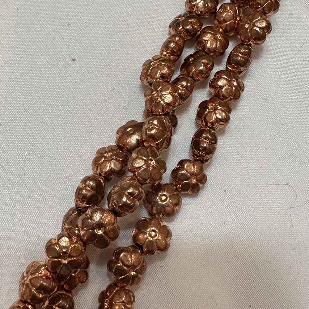 Small Hollow Copper Plated Brass Flower Design Beads