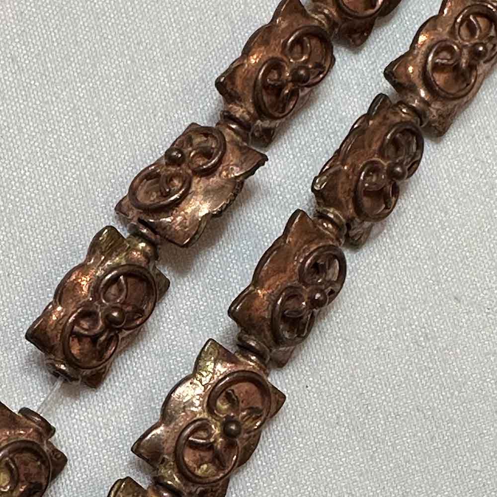 Medium Copper Plated Brass Square Bali Design Beads