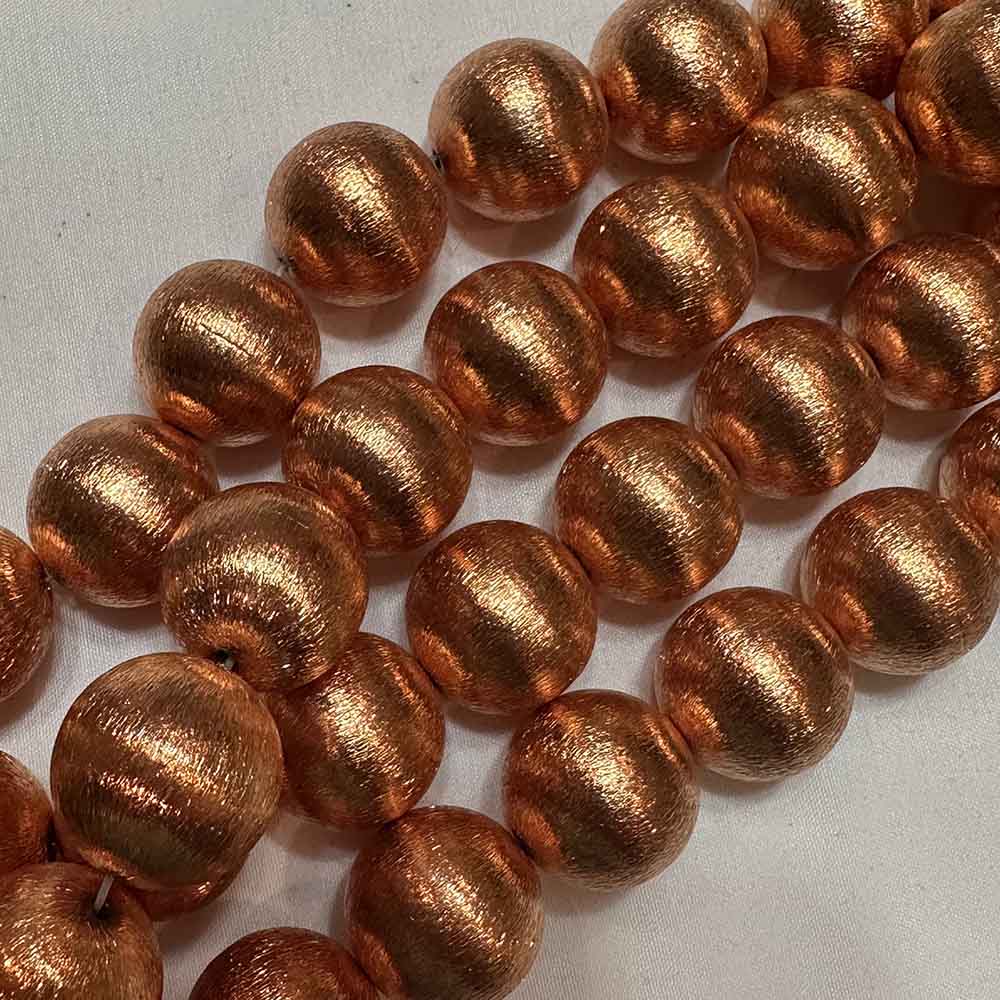 Large Brushed Copper Plated Round Beads