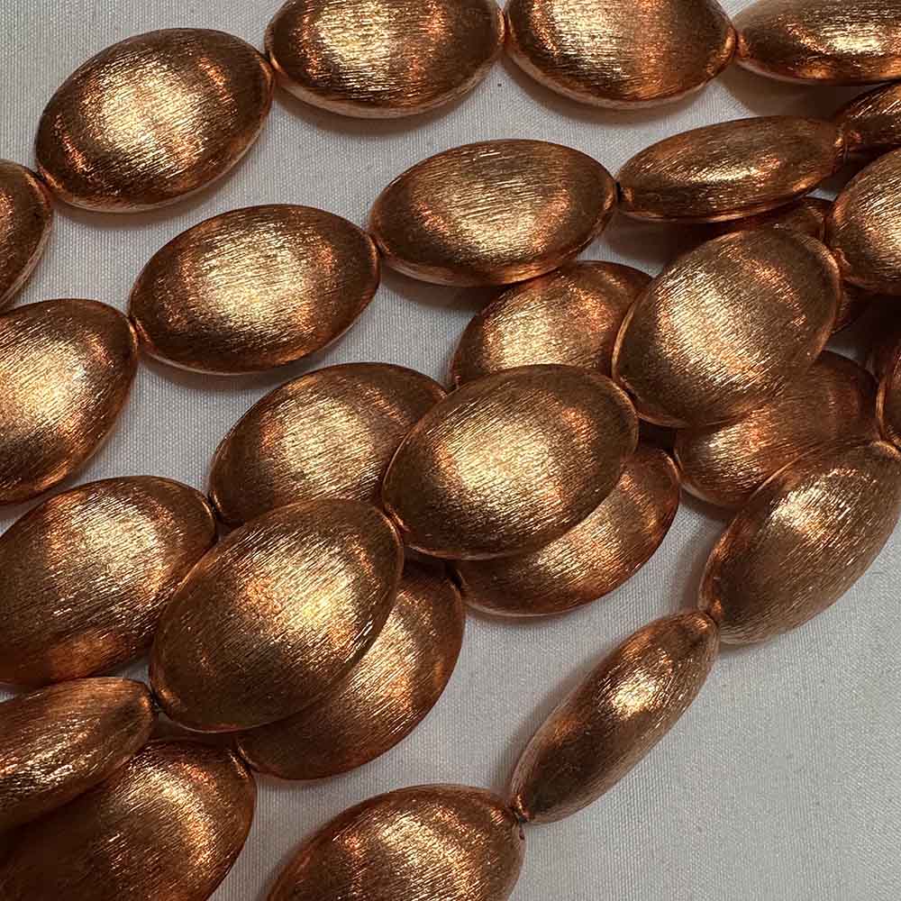 Large Brushed Copper Plated Oval Shape Beads