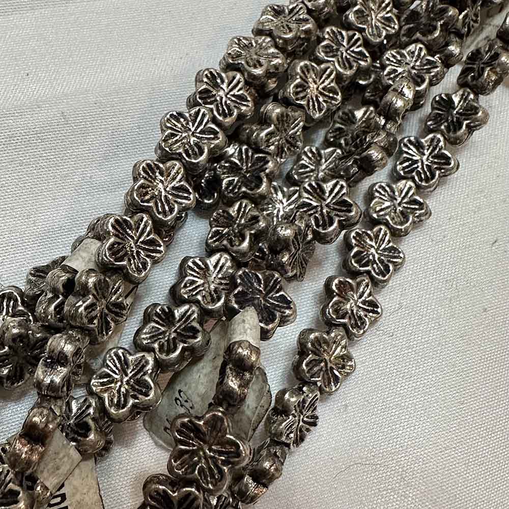 Medium 8mm Silver Plated Metal Flower Shape Beads