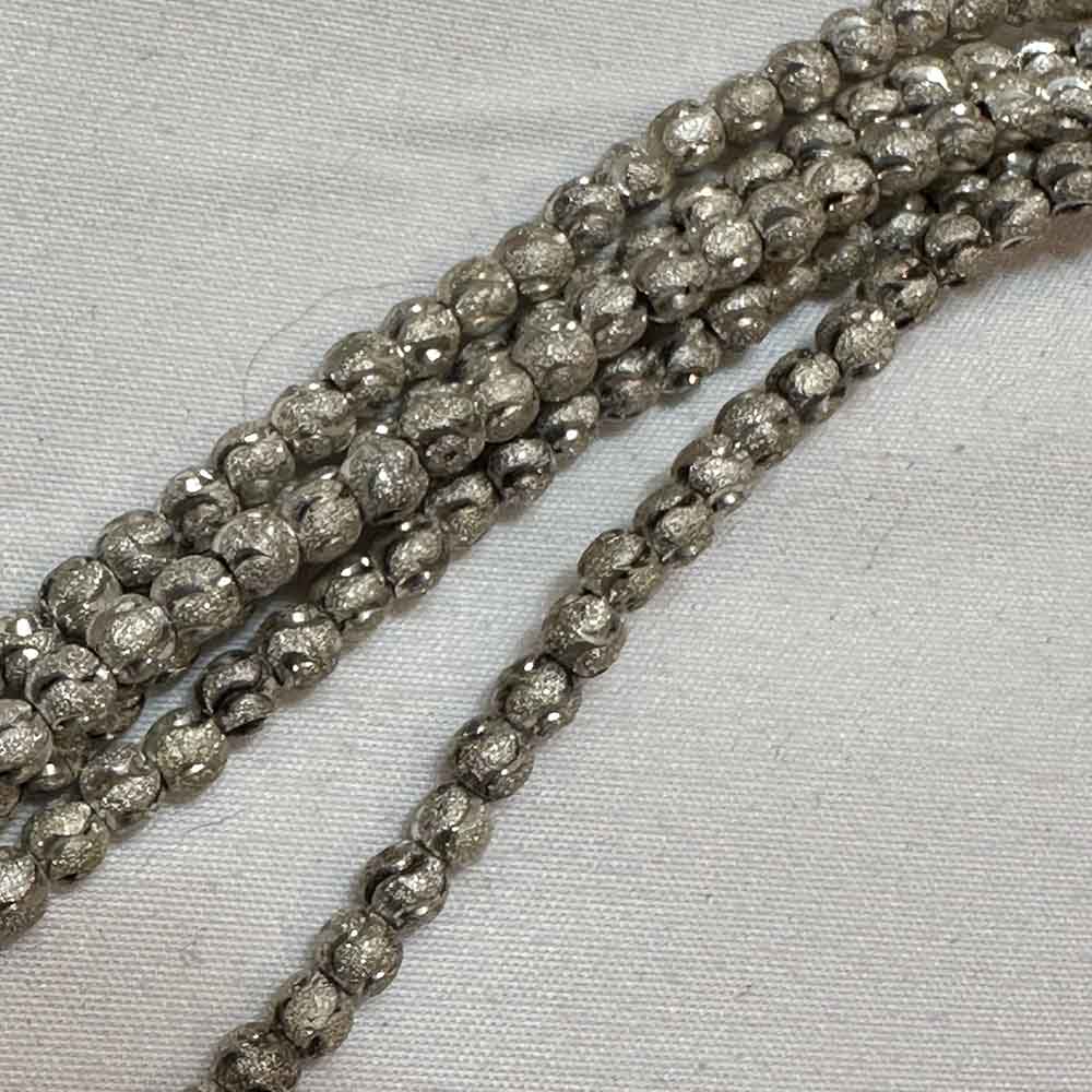 Extra Small 4mm Silver Plated Stardust Striped Round Beads