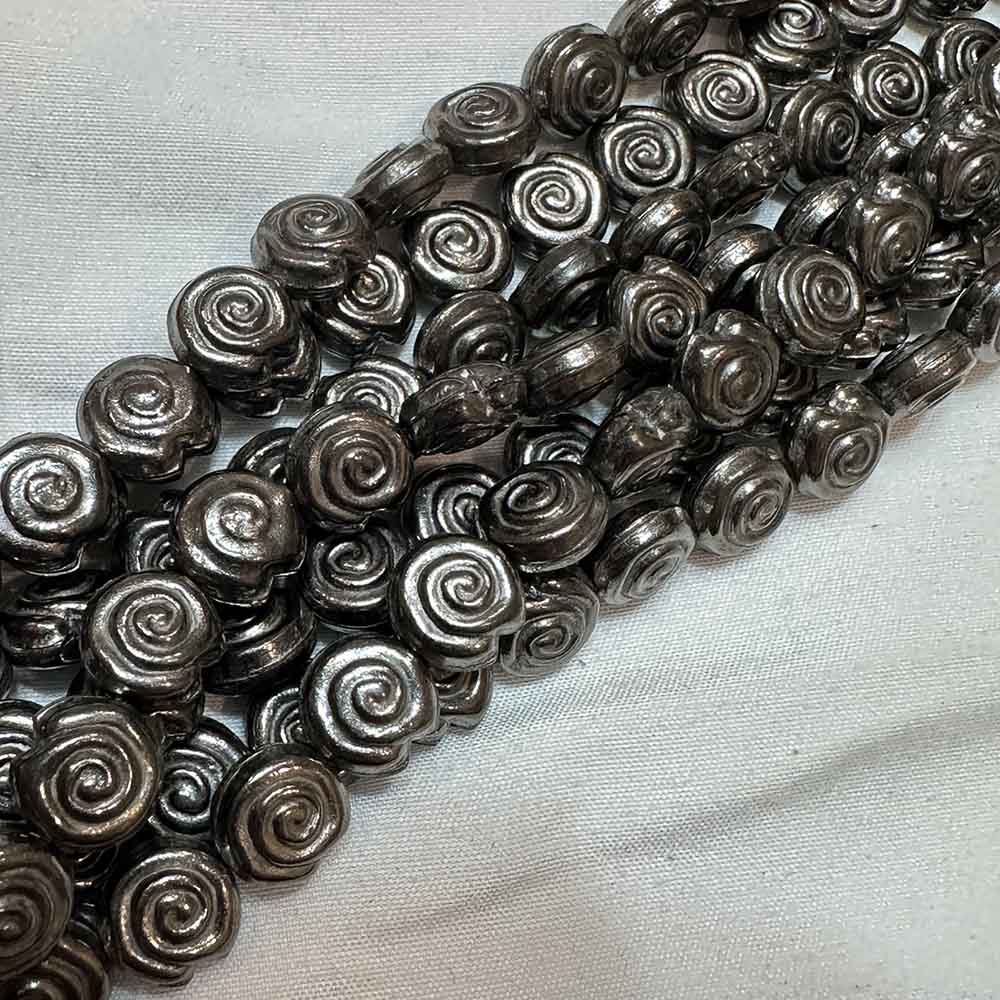 Large 10mm Gunmetal Finish Metal Snail Shell Shape Beads