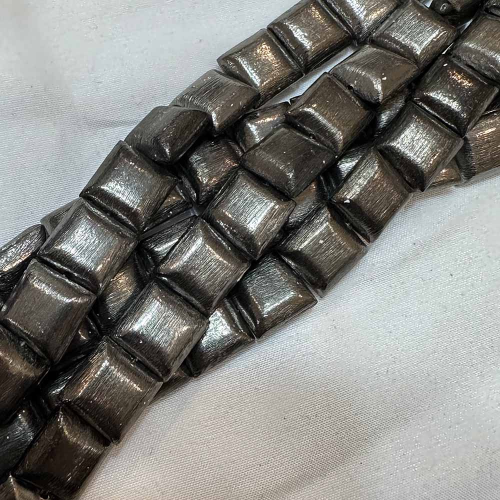 Large Gunmetal Finish 12mm Metal Pillow Shape Square Beads