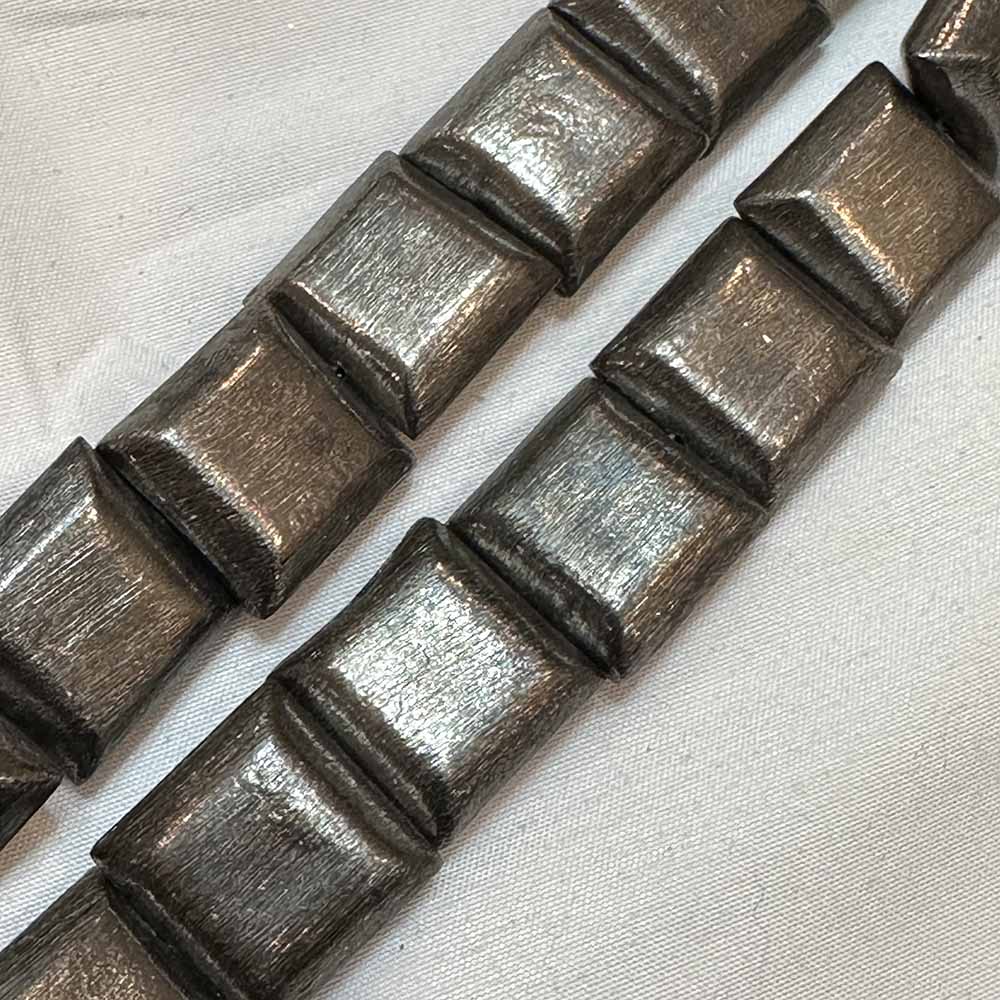 Extra Large Gunmetal Finish 18mm Metal Pillow Shape Square Beads