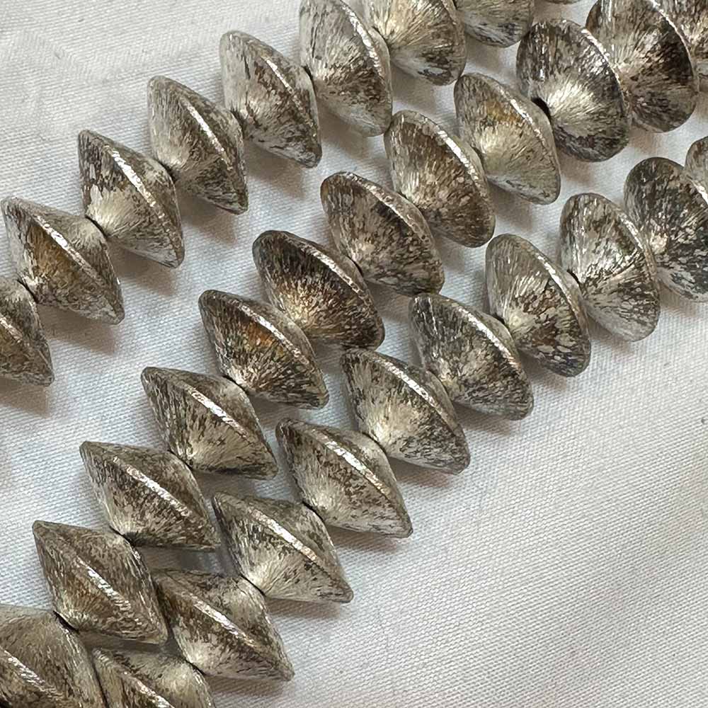 Large 16mm Silver Plated Metal Short Bicone Disc Beads