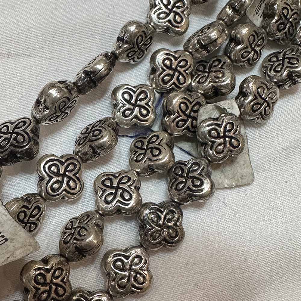 Medium 12mm Silver Plated Metal Celtic Cross Shape Beads