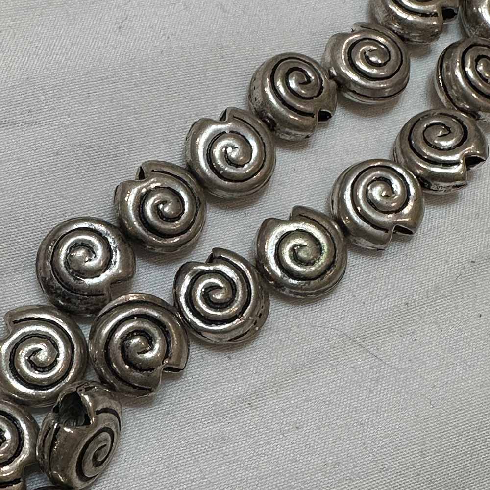 Medium 13mm Silver Plated Metal Snail Shape Beads