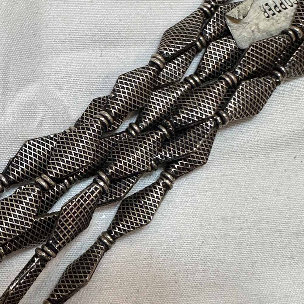 Medium 7mm Silver Plated Metal Textured Diamond Shape Bali Style Beads