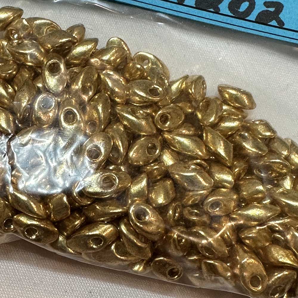 4X7 Magatama Duracoat Galvanized Gold Glass Beads