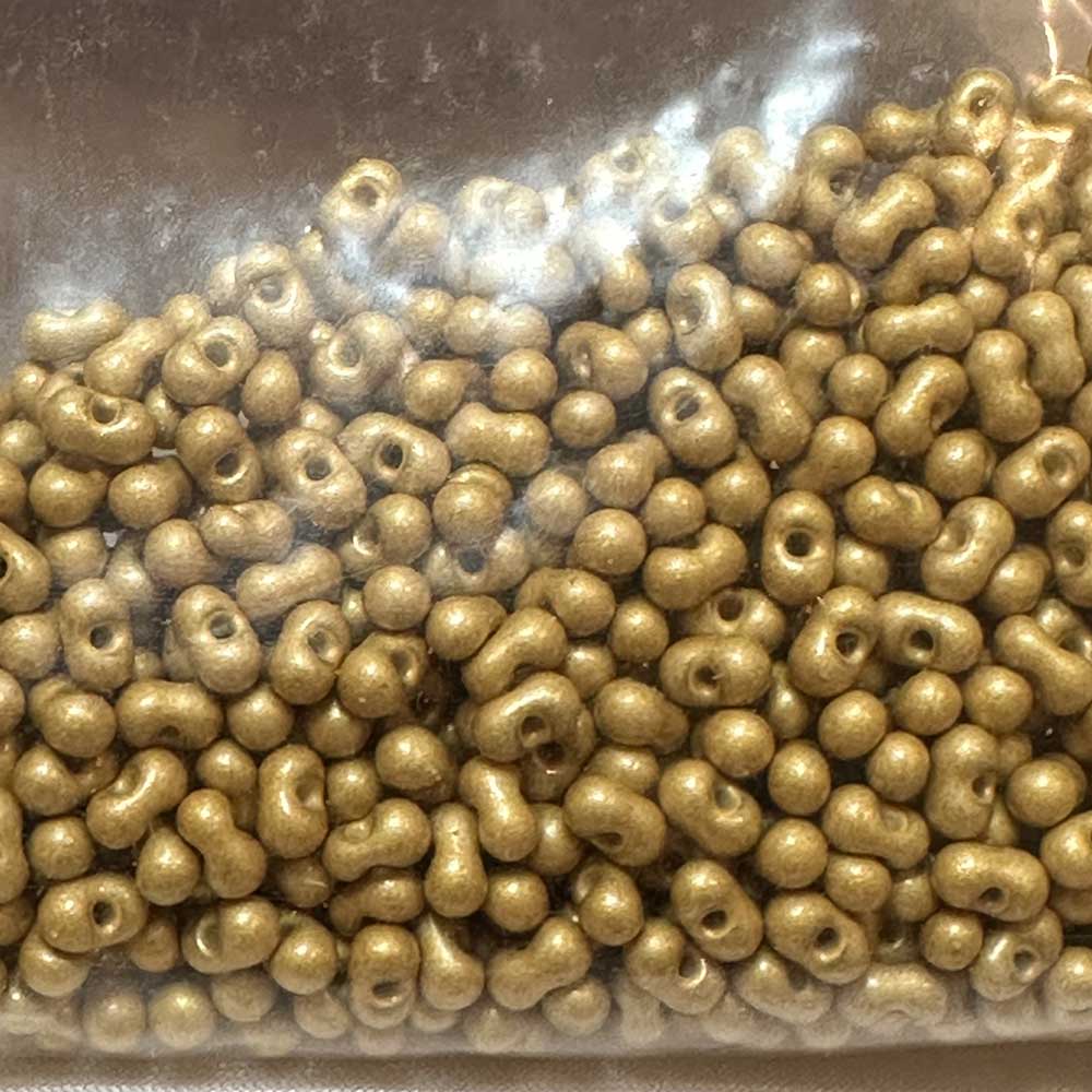 2x4mm Pearlized Gold Glass Peanut Beads