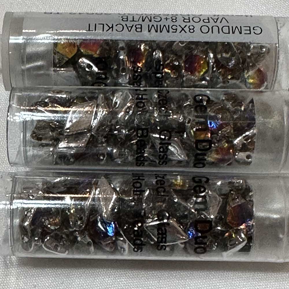 Czech Glass GemDuo Diamond Shape 2 Hole Backlit Vapor Beads