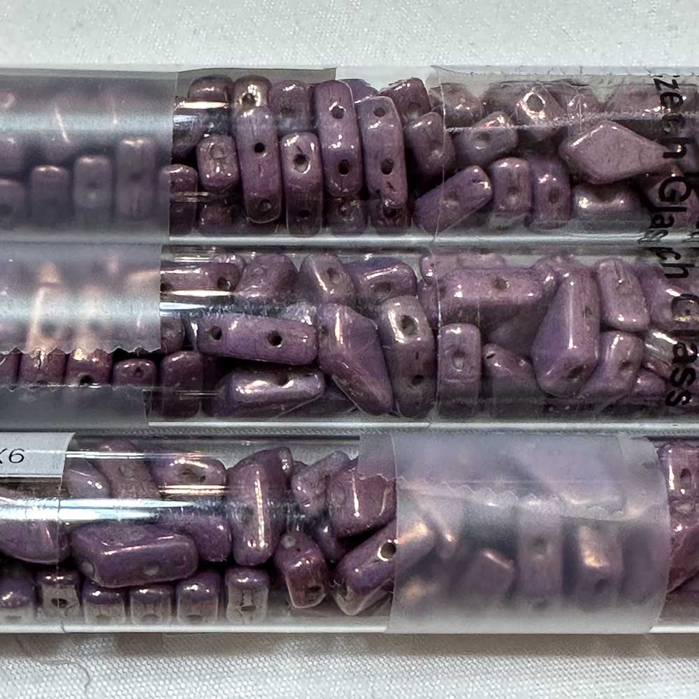 Czech Glass 2 Hole Kite Beads Chalk Purple Vega