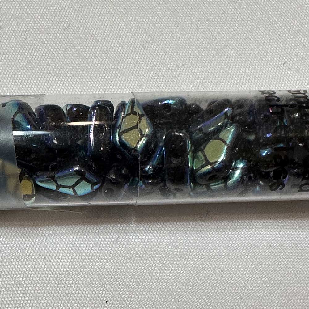 Czech Glass 2 Hole Kite Beads Jet Laser Cracked