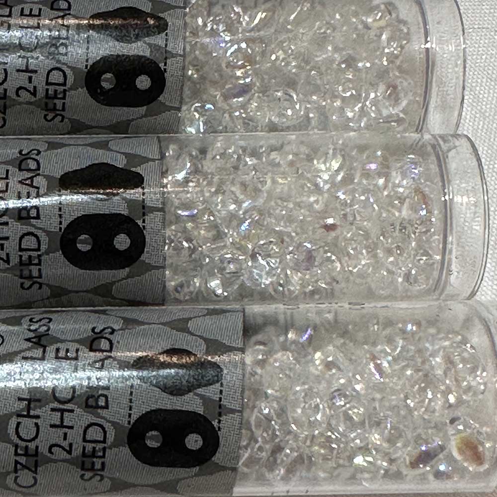 2x4mm MiniDuo Crystal AB Duets Czech Glass 2-Hole Seed Beads