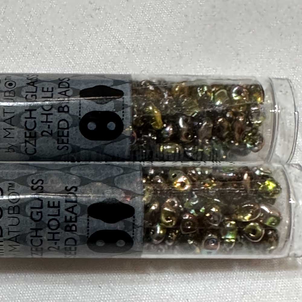 2x4mm MiniDuo Crystal Magic Yellow Duets Czech Glass 2-Hole Seed Beads